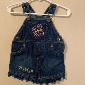Overalls skirt 3-6 months with Haidyn embroidery